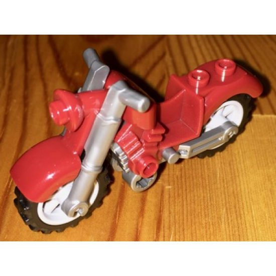 LEGO Part  Motorcycle Vintage with Flat Silver Chassis and Light Bluish Gray Wheels
